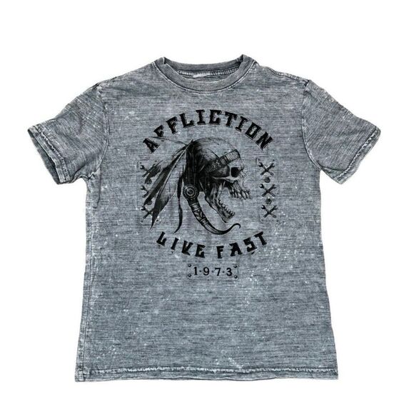 Affliction Live Fast Acid‎ Wash Reversible T-Shirt Size Small - Picture 1 of 7